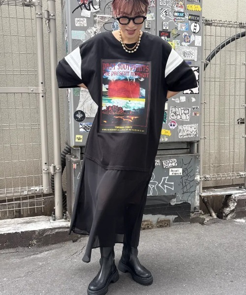 「OKIRAKU」 半袖ワンピース ONE SIZE ホワイト レディース_画像3
