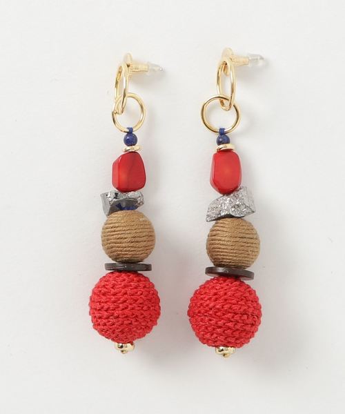 ピアス NECTAR NECTAR(ネクターネクター) Crochet Bead Thread wrapped Bead Earrings レディース