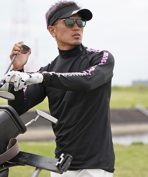 【美品】マーク＆ロナ　モックネック ゴルフシャツ 黒　長袖 Tシャツ インナー 新品 2025 MARK&LONA 】 マークアンドロナ モックネックシャツ