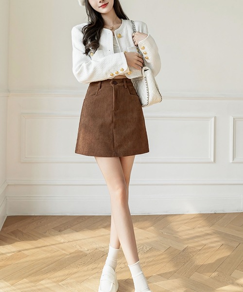 スカート インナーパンツ付きコーデュロイ台形ミニスカート : ZOZOTOWN