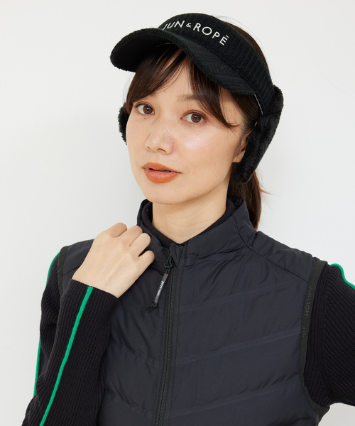 JUN&ROPE' サンバイザー ケーブルニット耳当て2WAYバイザー