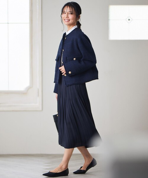 23区 GIOLICA ノーカラー ツイード ジャケット GIOLICA ノーカラー ツイード ジャケット / 23区 | ファッション
