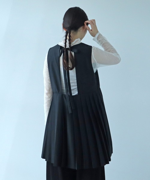 ビュルデサボン　プリーツベスト bulle de savon ベスト ジレ T/R プリーツベスト レディース