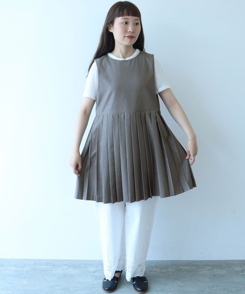 bulle de savon プリーツベスト bulle de savon（ビュルデサボン） ベスト ジレ T/R プリーツベスト