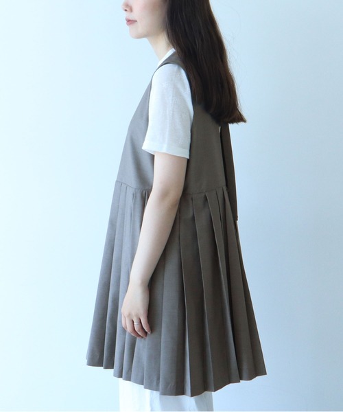 bulle de savon ベスト ジレ T/R プリーツベスト レディース
