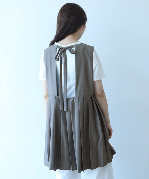 bulle de savon ベスト ジレ T/R プリーツベスト レディース