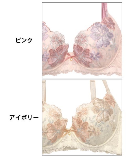 値下げ！パステルフラワーセットアップ フラワーブラジャー・ショーツセット（フラワーブーケ柄