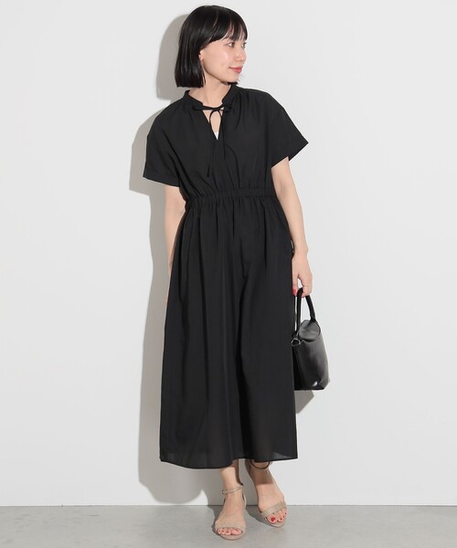 極美品✨mii ベルトギャザー ロングワンピース ボリューム リボン スキッパー リボン付きギャザーワンピース | PROPORTION BODY DRESSING