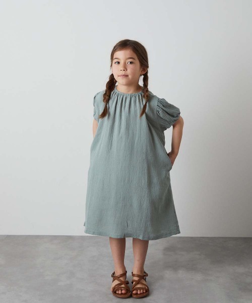 ワンピース ダブルガーゼパフスリーブワンピース キッズ : 82920205  