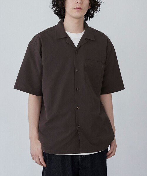 coen シャツ COOL＆DRYエンボスオープンカラーシャツ（WEB限定