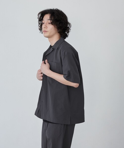 coen シャツ COOL＆DRYエンボスオープンカラーシャツ（WEB限定
