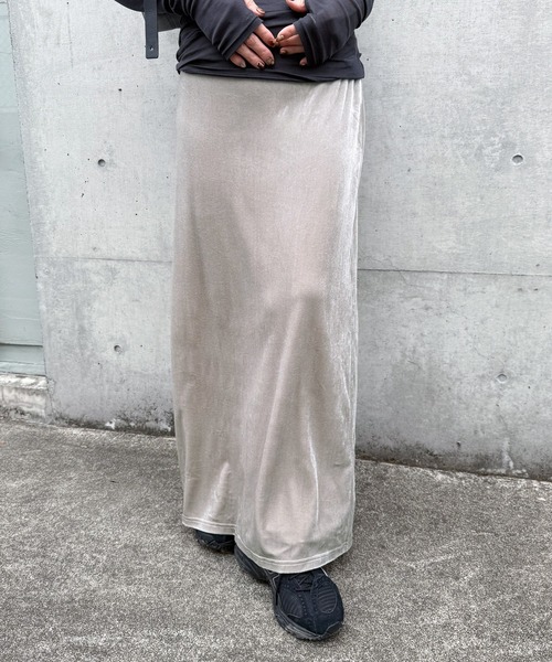 スカート 「新色追加」ベロアIラインロングスカート : ZOZOTOWN Yahoo