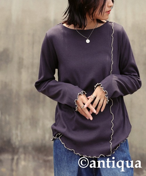 antiqua（アンティカ） tシャツ リブメロウトップス レディース