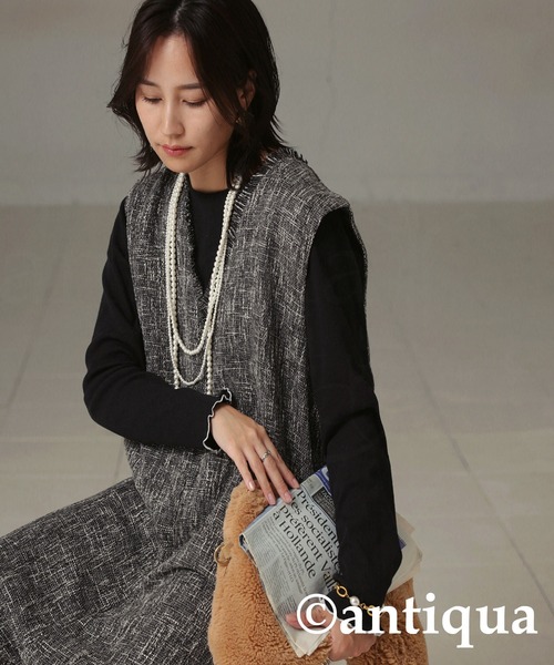 antiqua（アンティカ） tシャツ リブメロウトップス レディース