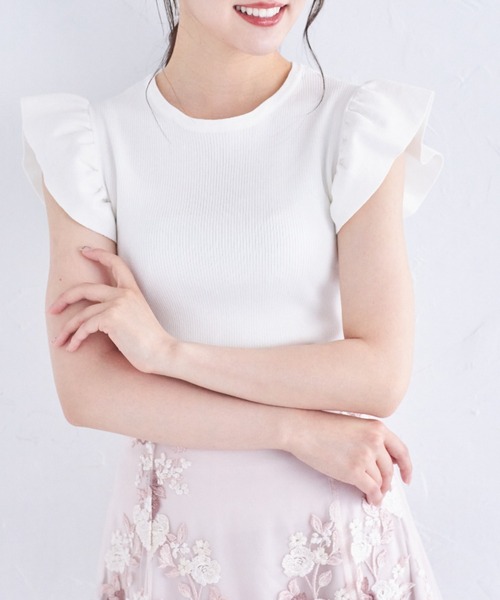 tocco closet ニット セーター 2WAYレース襟付きフリル