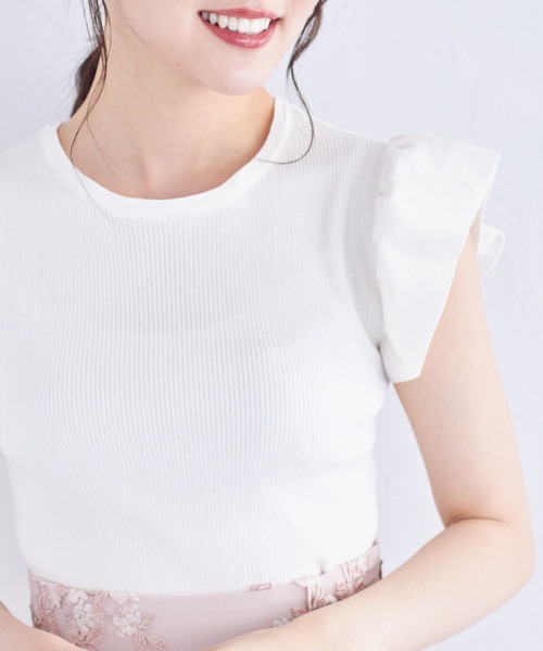 tocco closet ニット セーター 2WAYレース襟付きフリル