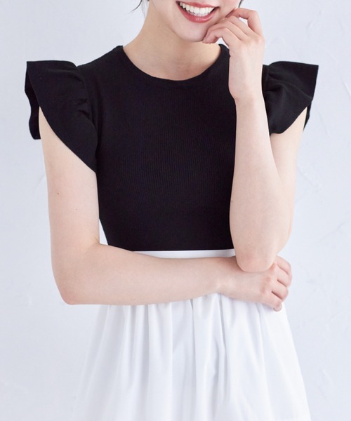 tocco closet ニット セーター 2WAYレース襟付きフリル