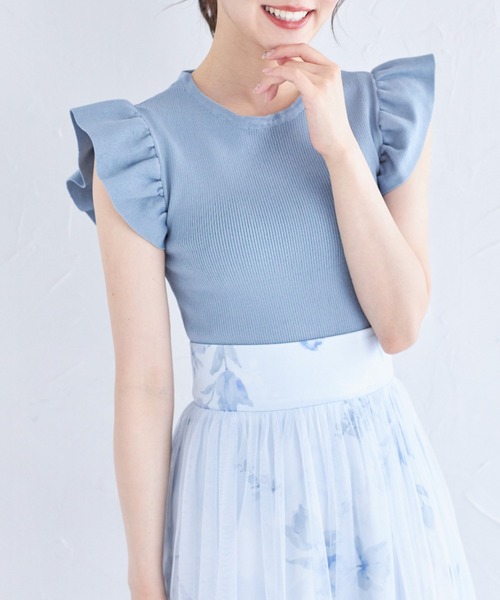 ニット セーター ２ＷＡＹレース襟付きフリルスリーブニットプルオーバー レディース tocco closet ニット セーター 2WAYレース襟付きフリル