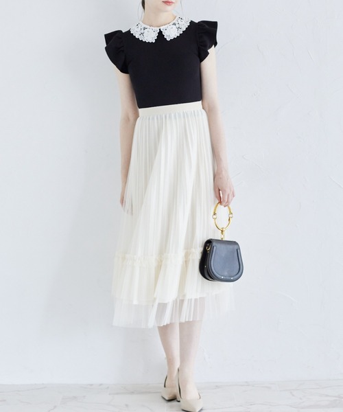 tocco closet ニット セーター 2WAYレース襟付きフリル
