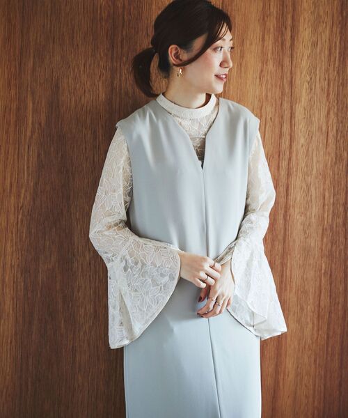 le.coeur blanc（ルクールブラン） ドレス ベルスリーブスリットドレス