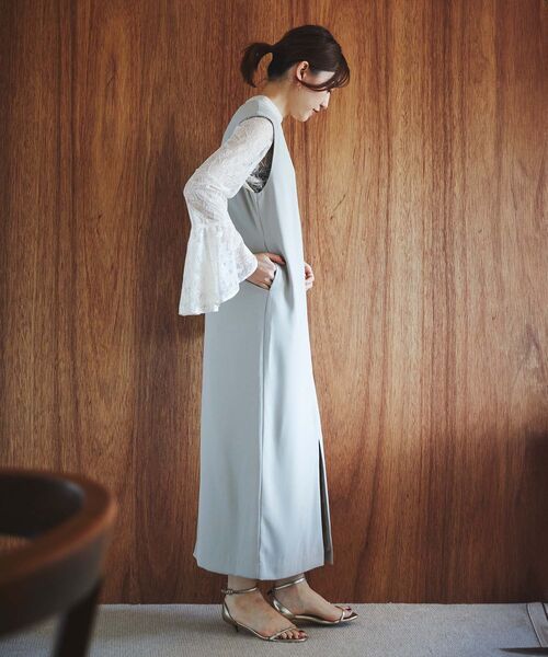 le.coeur blanc（ルクールブラン） ドレス ベルスリーブスリットドレス