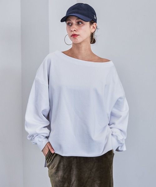 トレーナー スウェット 「HEREIAM」オフショル裏毛プルオーバー レディース HEREIAM トレーナー スウェット 「HEREIAM」オフショル裏毛プル