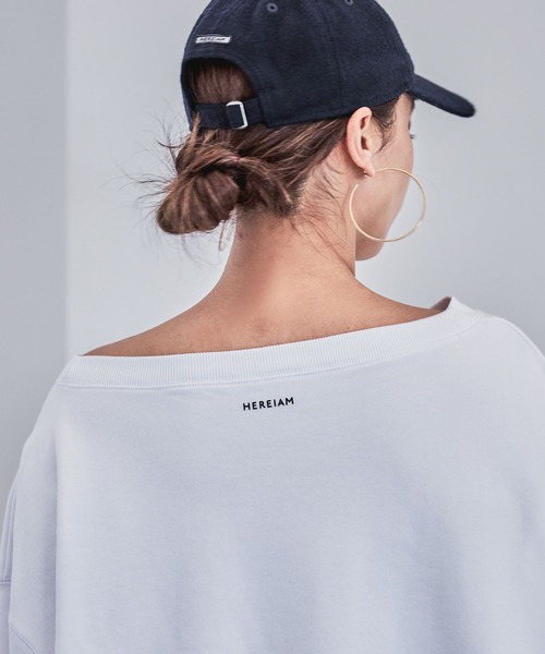 トレーナー スウェット 「HEREIAM」オフショル裏毛プルオーバー レディース HEREIAM トレーナー スウェット 「HEREIAM」オフショル裏毛プル