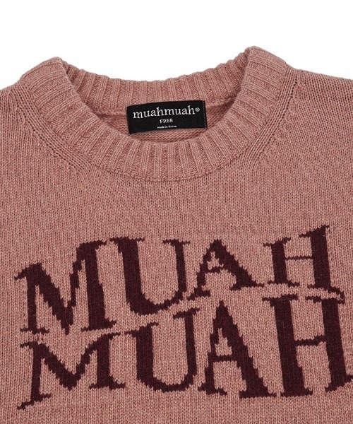 ニット セーター A'GEM/9 × .kom 「muah muah/ムーアムーア」 LAMBSWOOL JACQUARD ROUND KNIT/ラム ニット セーター A'GEM/9 × .kom 「muah muah/ムーアムーア