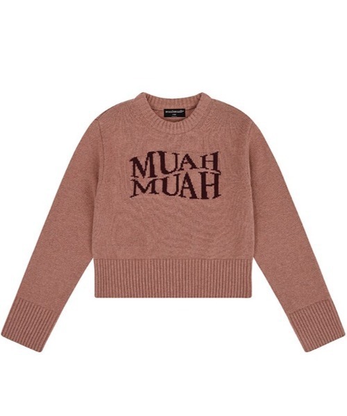 ニット セーター A'GEM/9 × .kom 「muah muah/ムーアムーア」 LAMBSWOOL JACQUARD ROUND KNIT/ラム ニット セーター A'GEM/9 × .kom 「muah muah/ムーアムーア