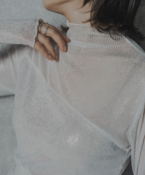 tシャツ GLITTER PRINT SHEER TOPS レディース
