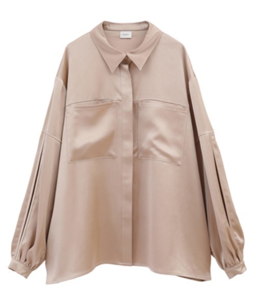 ブラウス シャツ MANOF/マノフ/OUT POCKET SATIN SHIRTS レディース メンズ
