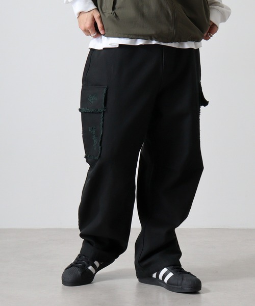 RE730 カーゴパンツ Damage repair denim cargo pants / ダメージ