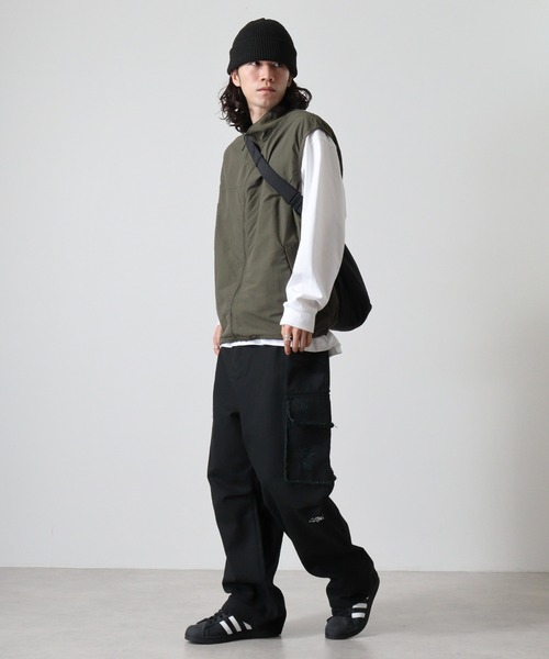 RE730 カーゴパンツ Damage repair denim cargo pants / ダメージ