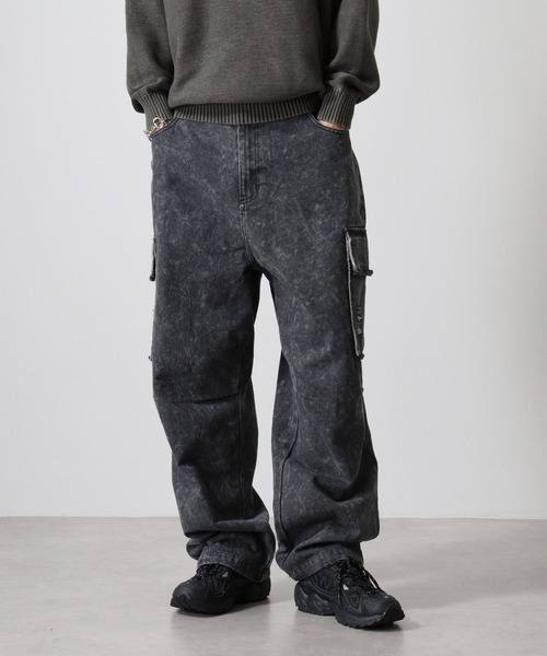 RE730 カーゴパンツ Damage repair denim cargo pants / ダメージ
