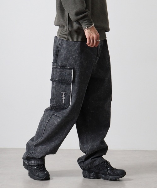 【美品】LIBERE リベーレ ブラックデニム カーゴパンツ MIL CARGO LIBERAIDERS DENIM CARGO PANTS BLACK（リベレイダース デニム カーゴ