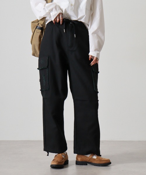 RE730 カーゴパンツ Damage repair denim cargo pants / ダメージ