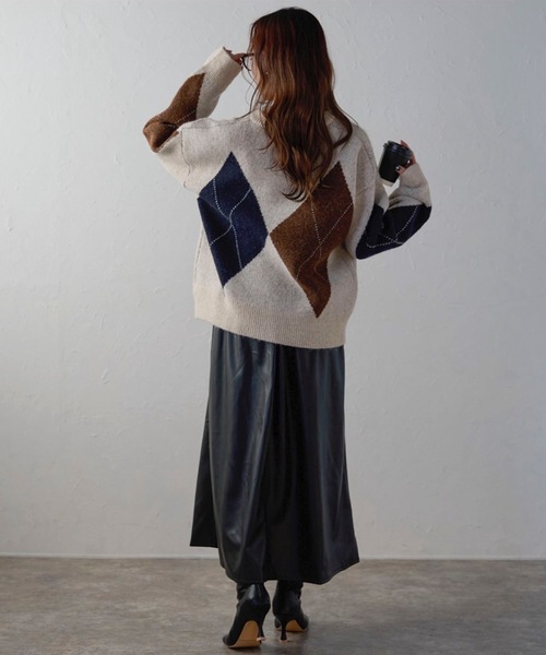 ap retro ニット セーター アーガイル柄ニット/ニットプルオーバー