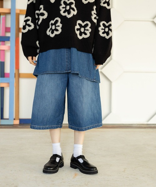 ニコアンド　2025WIDECAPRIDENIM ブルーMサイズ niko and… ジーンズ デニム デニムパンツ 「NKJ 2025SS」WIDE