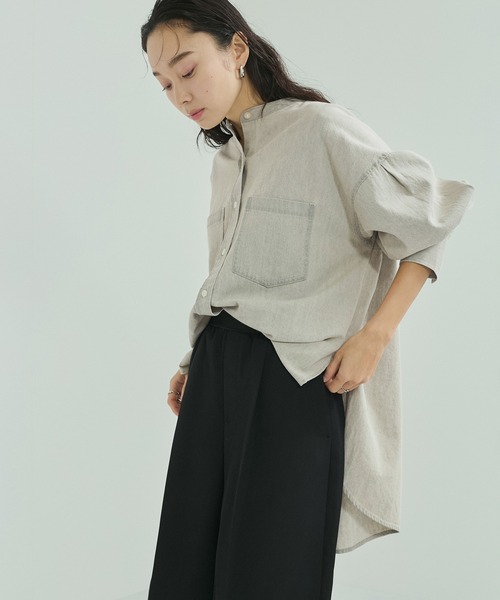 LE CERCLE par rope' ブラウス シャツ バンドカラーデニムシャツ