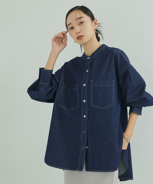 LE CERCLE par rope' ブラウス シャツ バンドカラーデニムシャツ