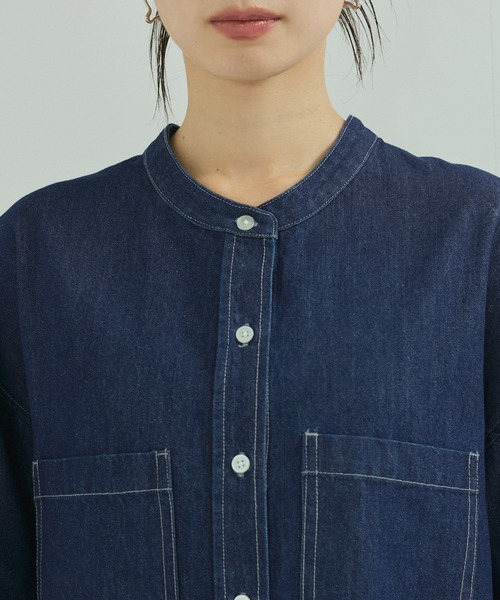 LE CERCLE par rope' ブラウス シャツ バンドカラーデニムシャツ