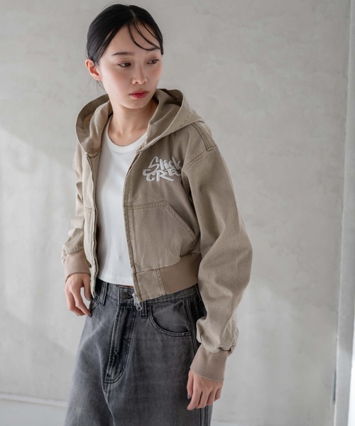 【Glamlips】 ウォッシュド DENIM ブルゾン ジャケット ショート丈 Starting Over（スターティング オーバー） デニムジャケット gジャン