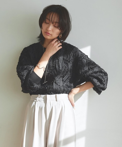 ブラウス シャツ 「RASW」コード刺繍ブラウス レディース RASW ブラウス シャツ 「RASW」コード刺繍ブラウス レディース
