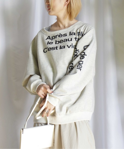 tシャツ プリントロゴラウンドプルオーバー レディース
