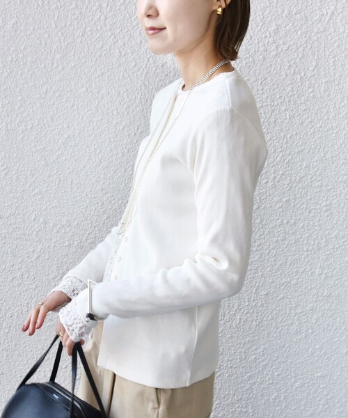 SHIPS for women / シップスウィメン 〈洗濯機可能〉ポッシュ テレコ リブ ボタン カーディガン SHIPS 【シップス ウィメン】〈洗濯機可能〉ポッシュ テレコ