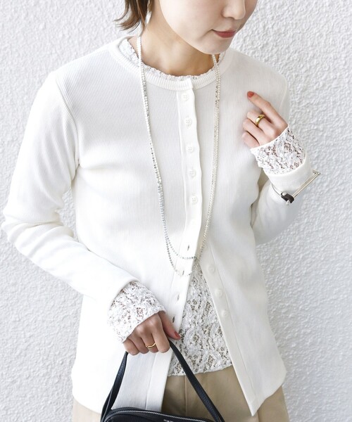 SHIPS（シップス） カーディガン 「洗濯機可能」ポッシュ テレコ リブ