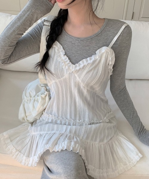 Achic（アシック） ワンピース フリルデザイン レイヤードキャミ