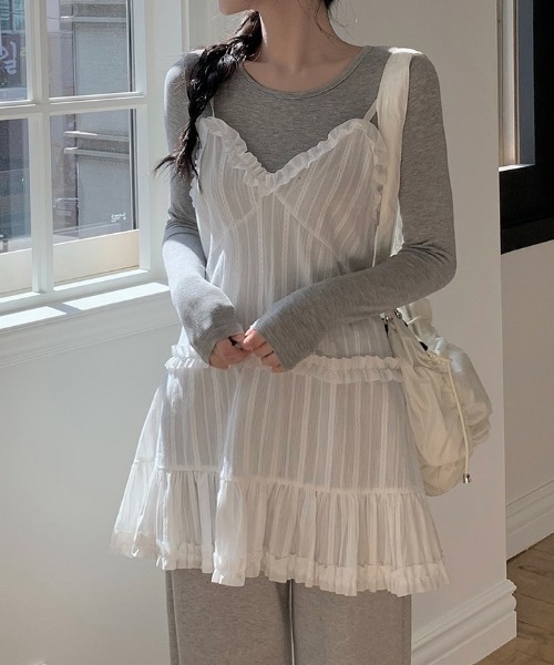 美品✨デイジーリンフォクシー 42チュニック フリルギャザー ひざ丈ワンピース 美品✨デイジーリンフォクシー 42チュニック フリルギャザー