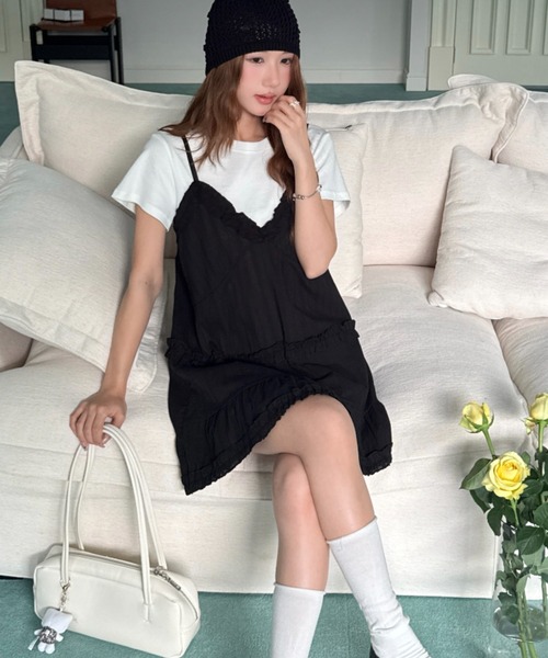 Achic（アシック） ワンピース フリルデザイン レイヤードキャミ