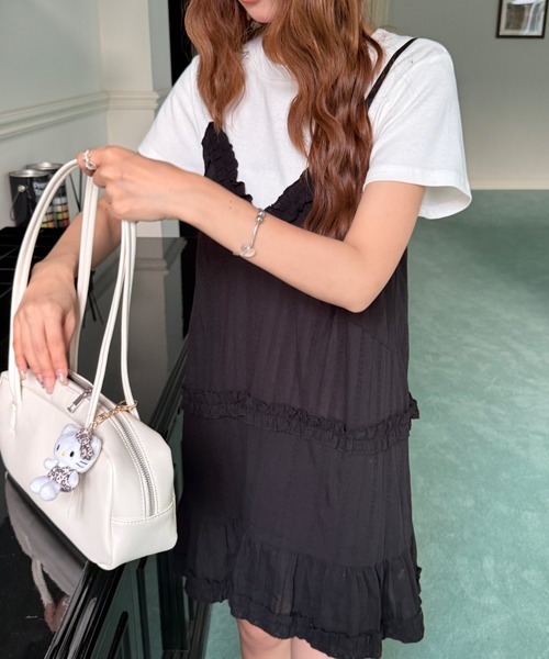 Achic（アシック） ワンピース フリルデザイン レイヤードキャミ